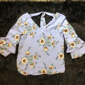 Seven Sisters Blue Floral Print top
